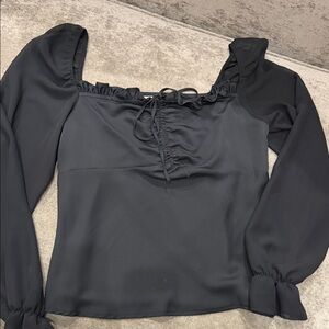 Topshop Black Ruffled Blouse
